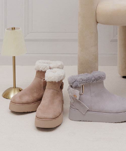 【TOM and JERRY】バックリボンムートンブーツ