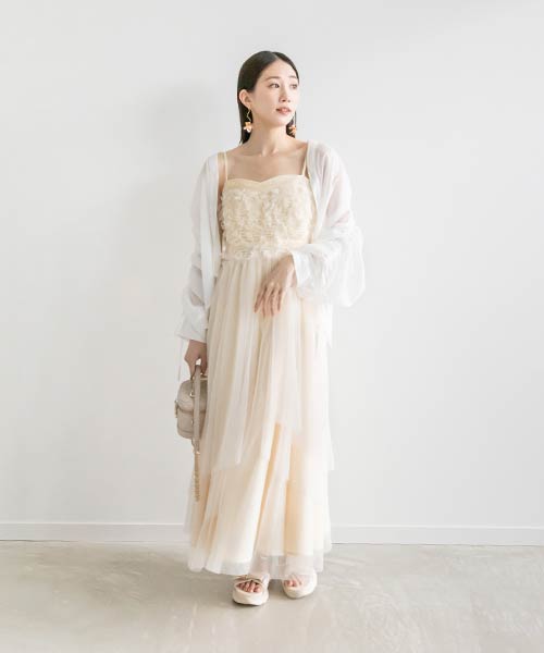 【SALE】シアーフリンジチュールワンピース