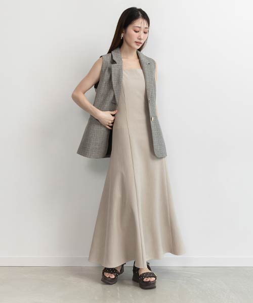 【SALE】ノースリーブジャケット×キャミワンピースセットアップ