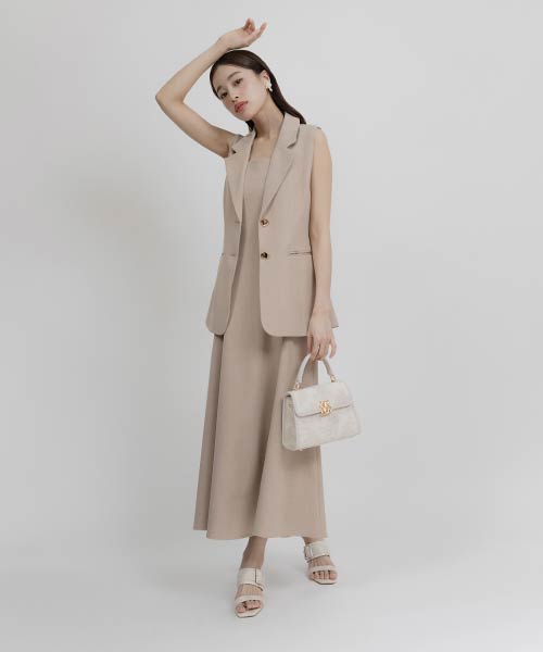 【SALE】ノースリーブジャケット×キャミワンピースセットアップ