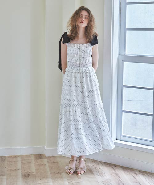 ショルダーリボンワンピース