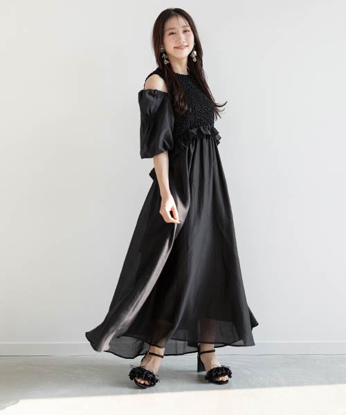 【SALE】シャーリングデザインワンピース