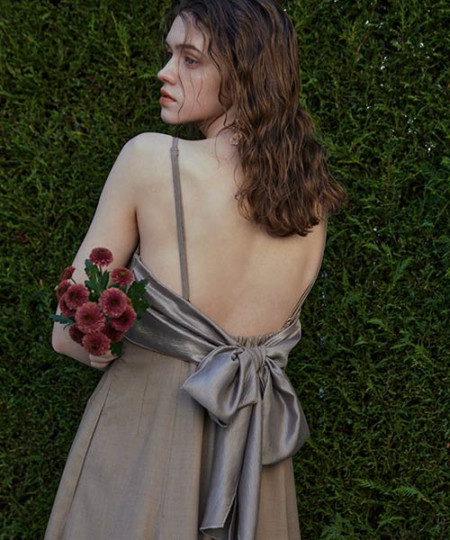 【SALE】カップインバックリボンキャミワンピース