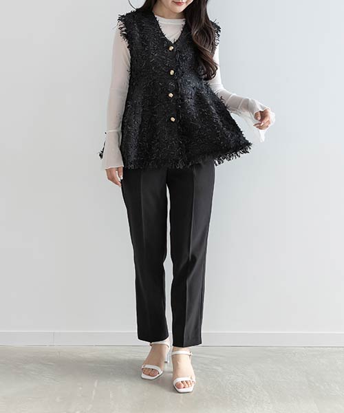 【SALE】ツイードトップス&テーパードパンツセット