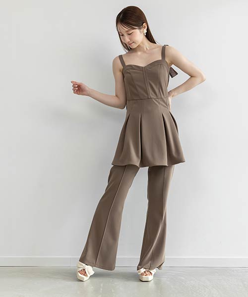 【SALE】ミニワンピース＆フレアパンツセットアップ
