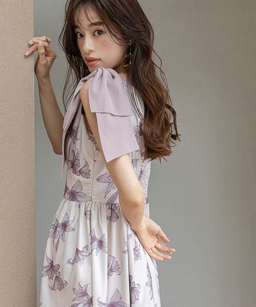 【SALE】ビッグリボンフラワーワンピース