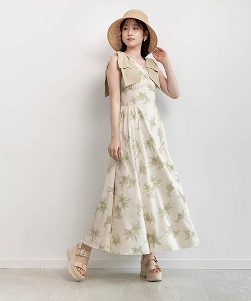 【SALE】ビッグリボンフラワーワンピース
