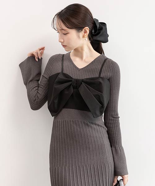 マルチウェイリボンビスチェセットニットワンピース