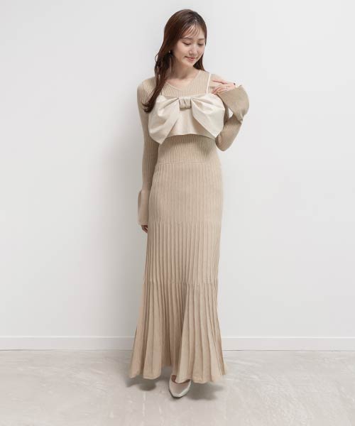 マルチウェイリボンビスチェセットニットワンピース