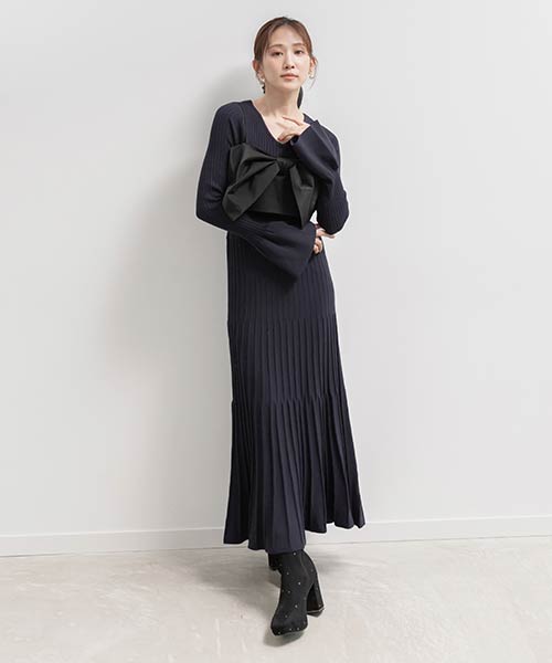 マルチウェイリボンビスチェセットニットワンピース