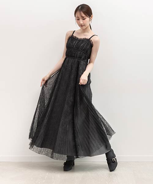 ビスチェデザインプリーツキャミワンピース