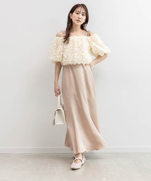 【SALE】3Dフラワーブラウスセットキャミワンピース