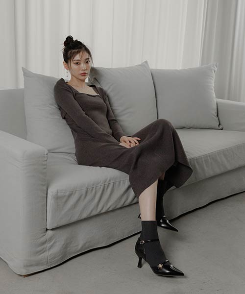 ボレロセットリブニットワンピース