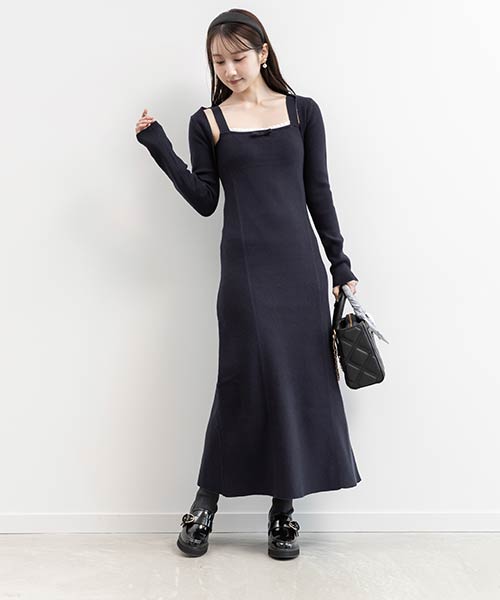 ボレロセットリブニットワンピース