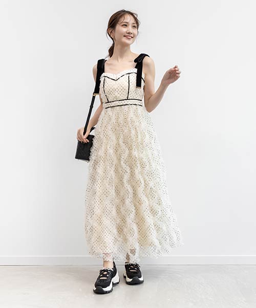 ドットチュールデザインワンピース