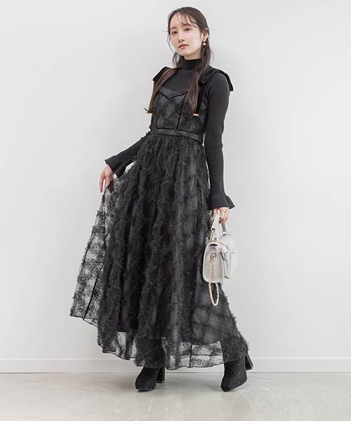 ドットチュールデザインワンピース