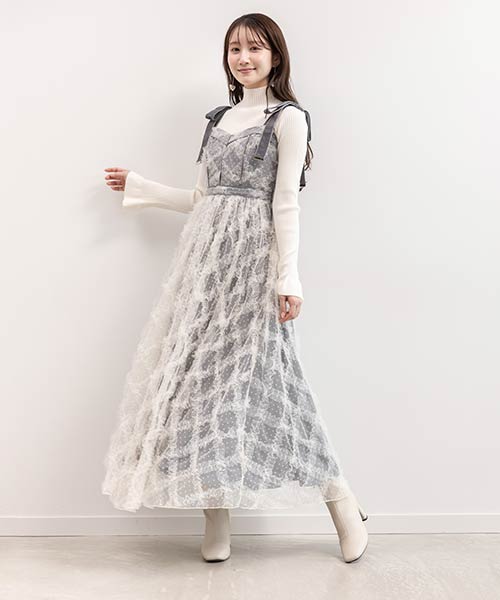 ドットチュールデザインワンピース