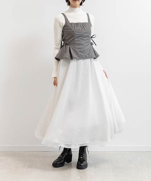 ペプラムリボンワンピース