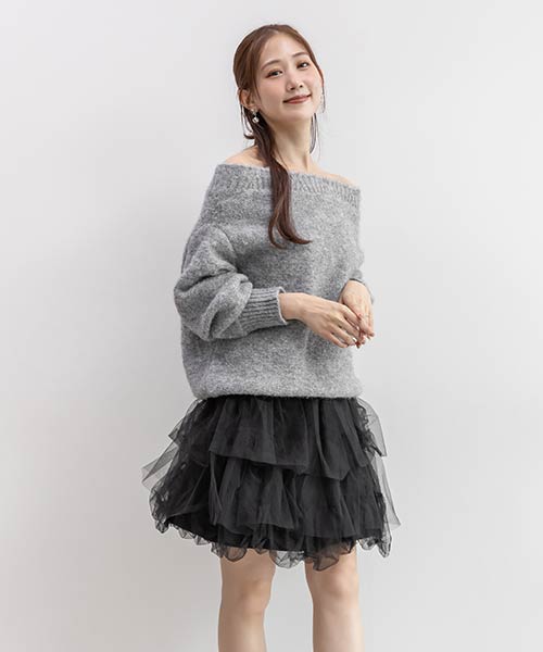 ニットプルオーバー&バルーンスカートセット