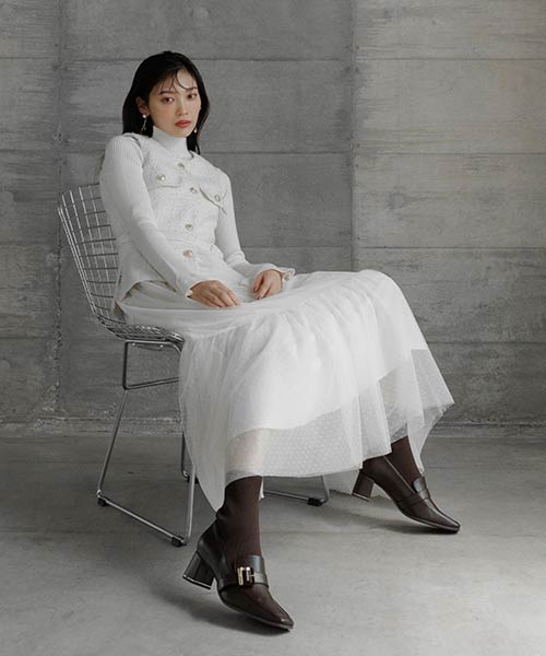 チュールレイヤードワンピース