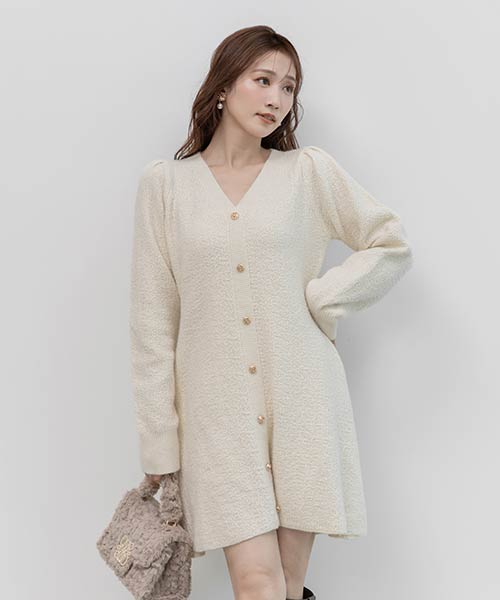 【選べる丈感】ツイードライクニットワンピース