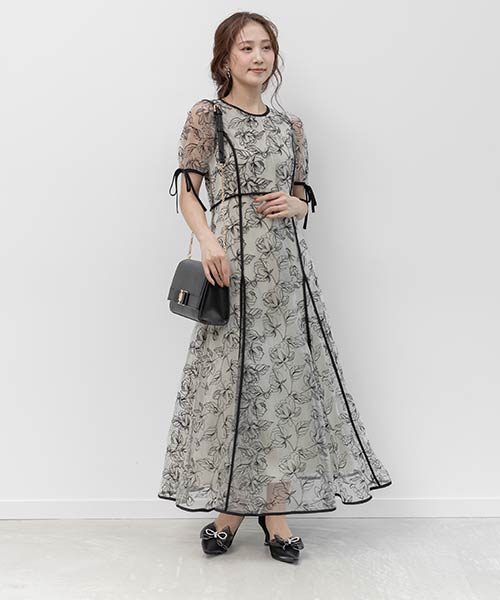 【26SS】エンブロイダリーチュールパイピングドレス