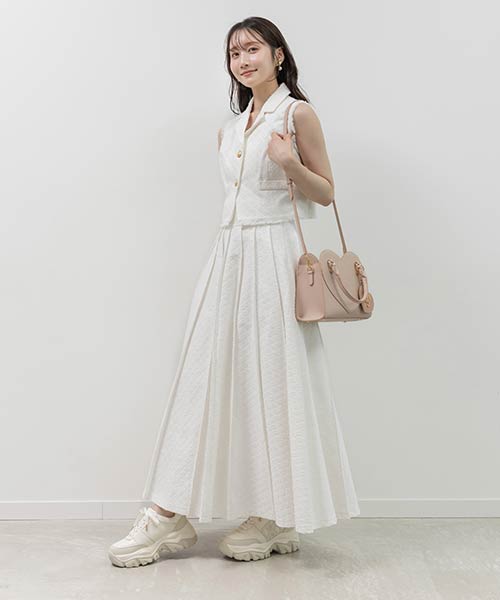 フリンジジレ＆プリーツスカートセットアップ