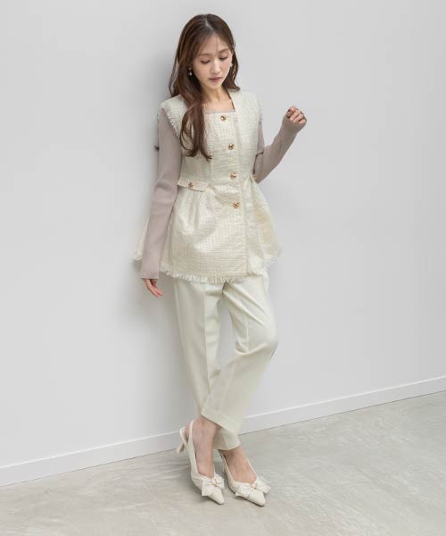 【26SS】フリンジツイードペプラムセットアップ