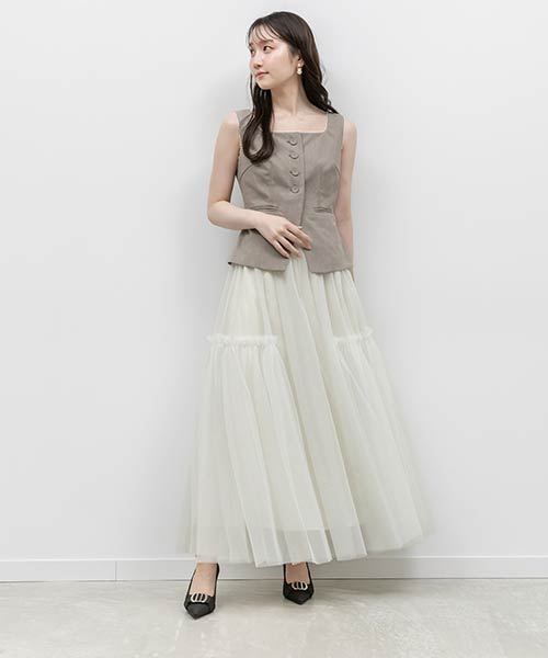 【26SS】ジレ&チュールスカートセット