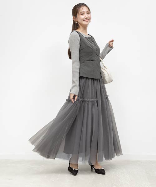 【26SS】ジレ&チュールスカートセット