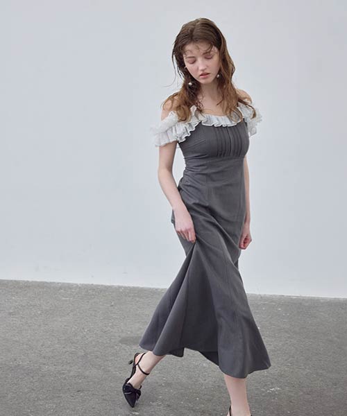 レースフリルマーメイドキャミワンピース