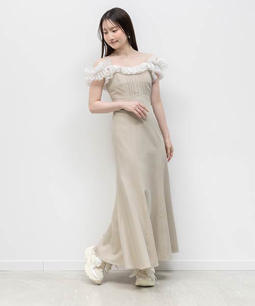 レースフリルマーメイドキャミワンピース