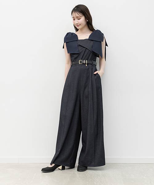 2WAY リボンショルダーロンパース