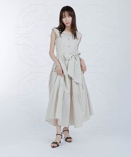 ロゴ刺繍シャツティアードワンピース