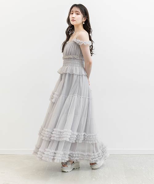 チュールフリルキャミワンピース