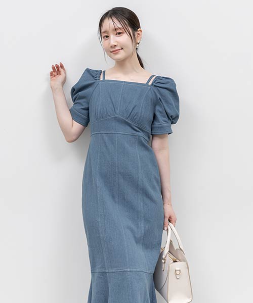 ストレッチデニムマーメイドワンピース