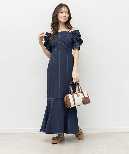 ストレッチデニムマーメイドワンピース