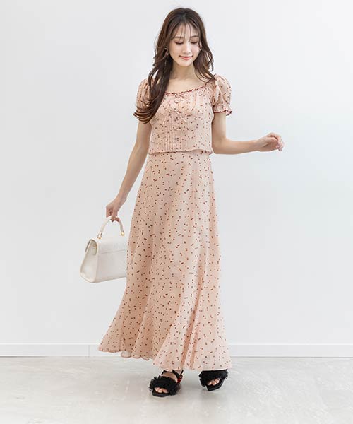 【Cherry＆Strawberry】チェリープリントシフォンワンピース