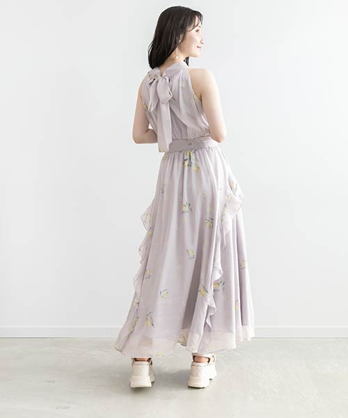 【SALE】【Lemon Collection】レモンフラワーホルターネックワンピース