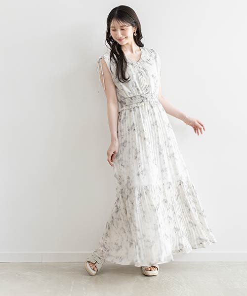 【SALE】プリーツティアードシフォンワンピース