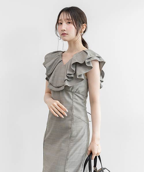 【SALE】ラッフルカラーマーメイドワンピース