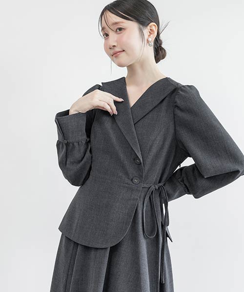 ショールカラーアシンメトリーワンピース