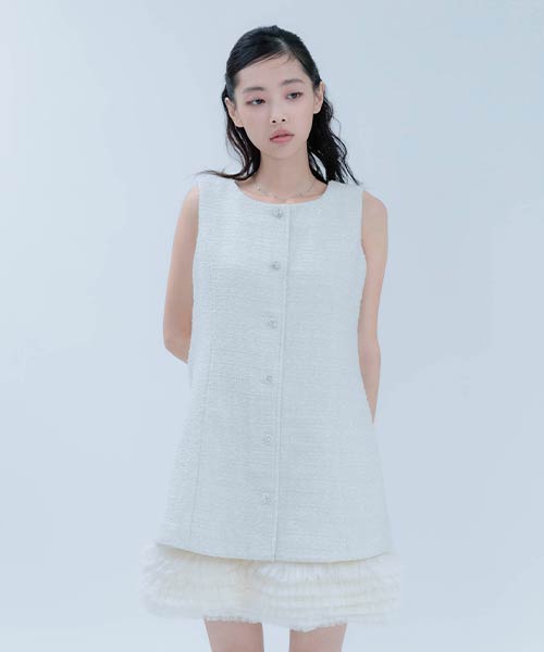 【Holiday Collection】ラメツイードフリルヘムワンピース