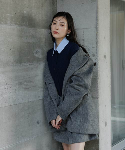 ウールライクシャギーテーラードジャケット