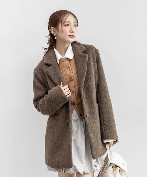 ウールライクシャギーテーラードジャケット