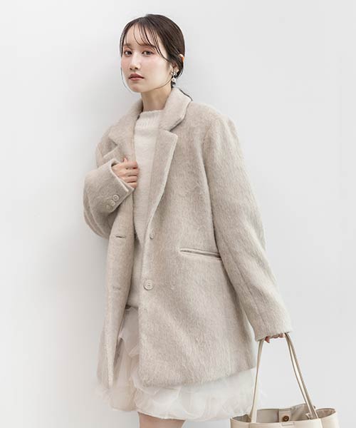 ウールライクシャギーテーラードジャケット