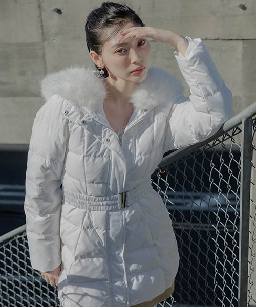 ゴムベルト付きウエストシェイプダウンコート