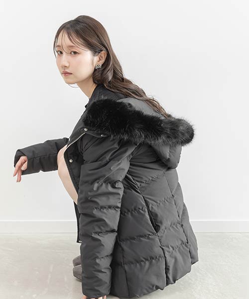 ゴムベルト付きウエストシェイプダウンコート