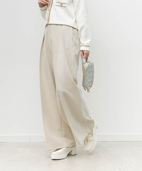 ラインレースタックワイドパンツ