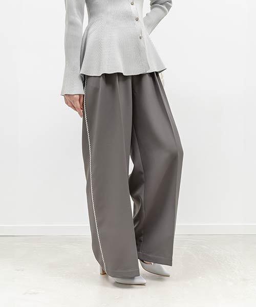 ラインレースタックワイドパンツ